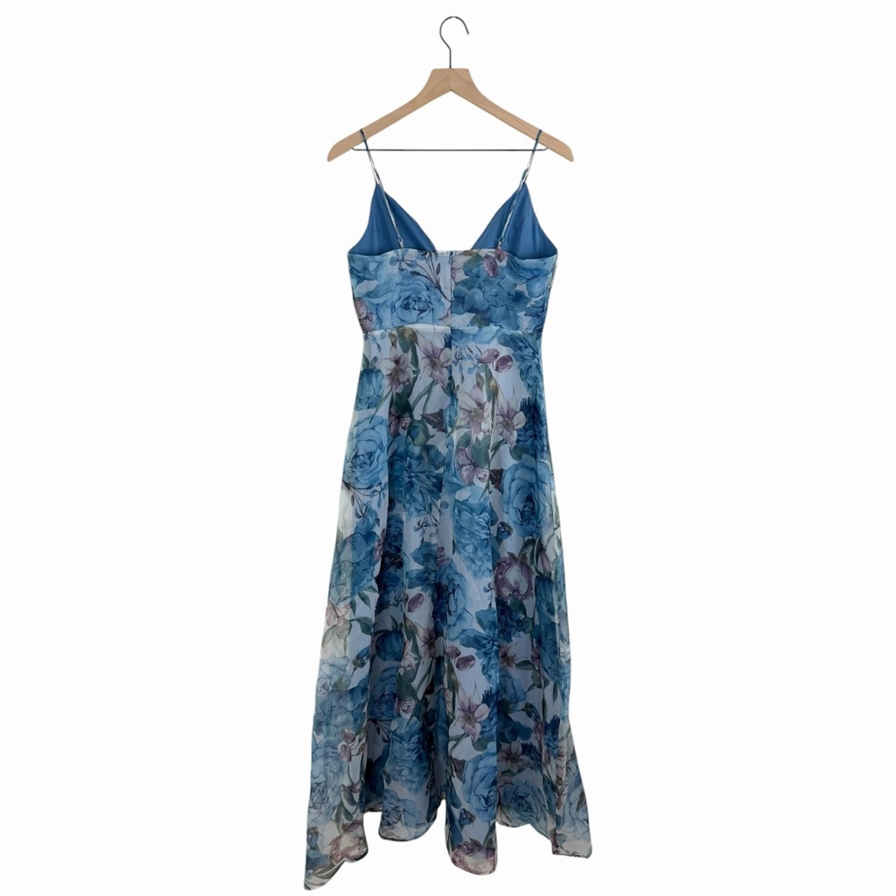 Lulus Enchanting Entrance Blue Floral Organza Keyhole Maxi Dress Size Medium NWT - Picture 7 of 12